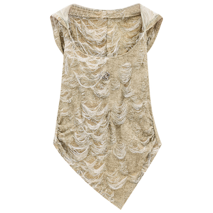 Wasteland style lace cut patchwork hooded top PA20242