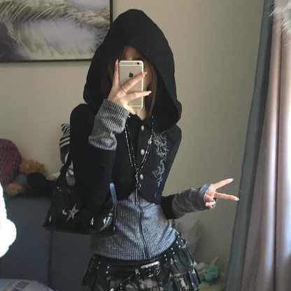 Vintage hooded millennial punk top PA20246