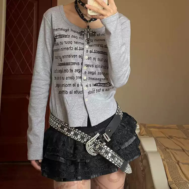 PU leather lace punk hip skirt PA20249