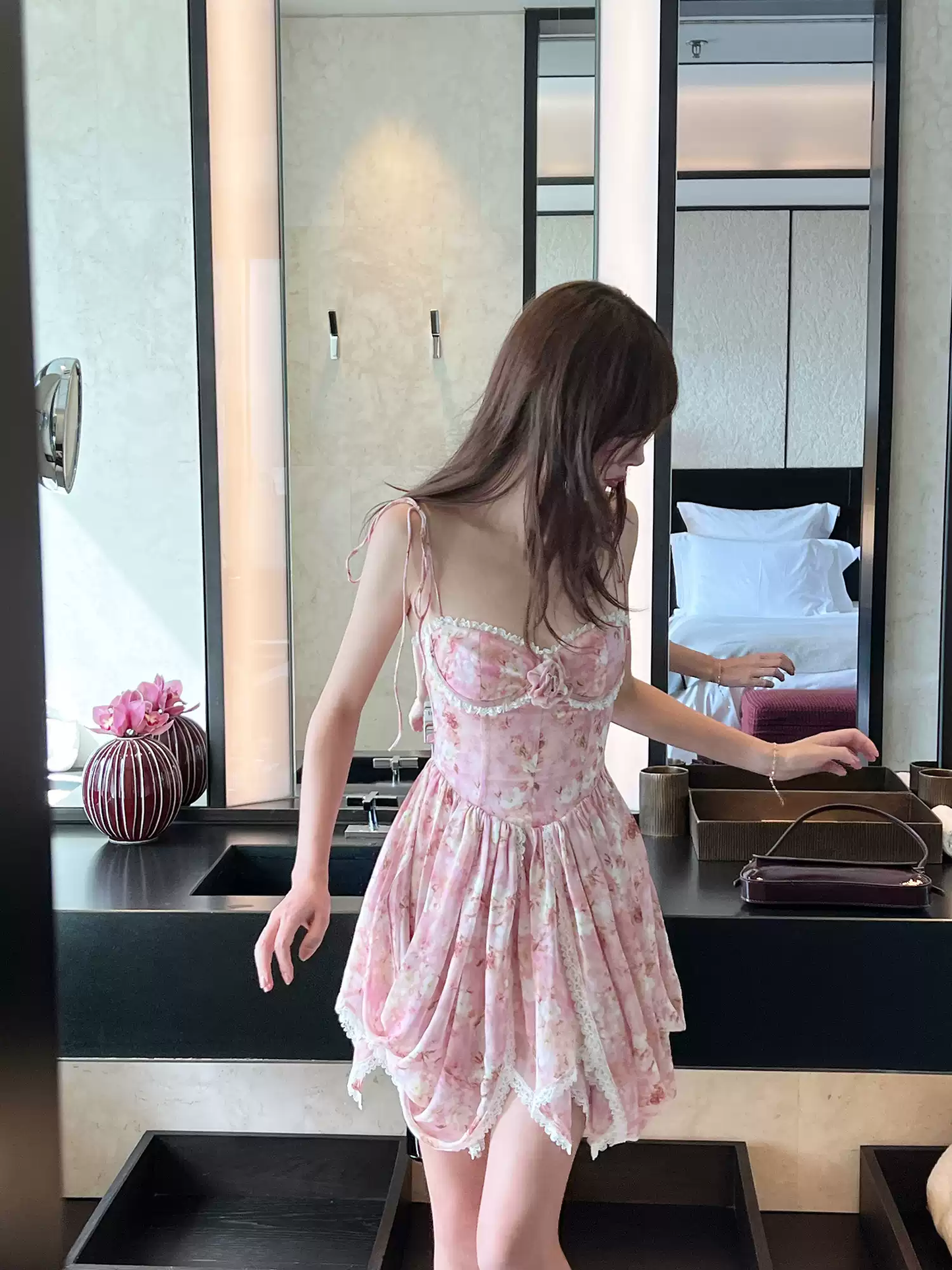 halter floral backless dress PA20185