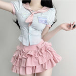 Sweet Puff Sleeve Shirt + Cake Skirt PL53539