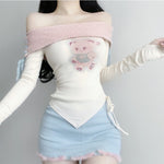 Irregular bear top + hip skirt PL53542