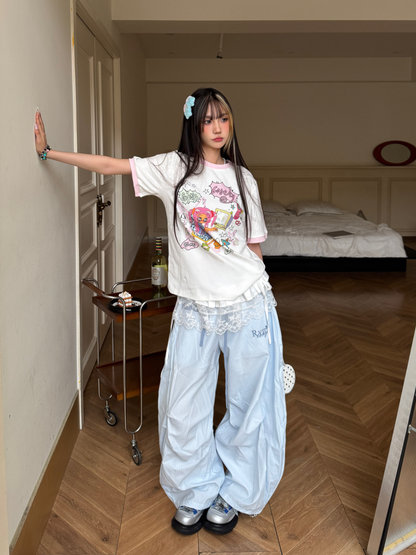 Cartoon girl print T-shirt top PA20255