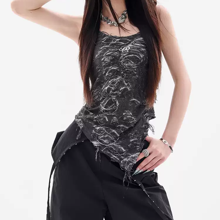 Wasteland style lace cut patchwork hooded top PA20242