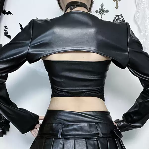 Leather subculture short jacket PA20164