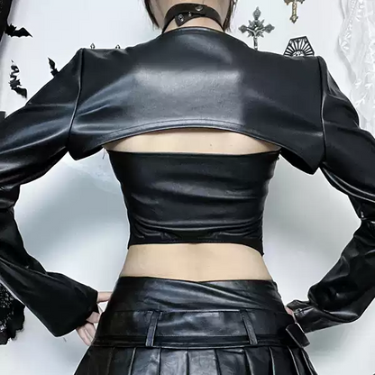 Leather subculture short jacket PA20164