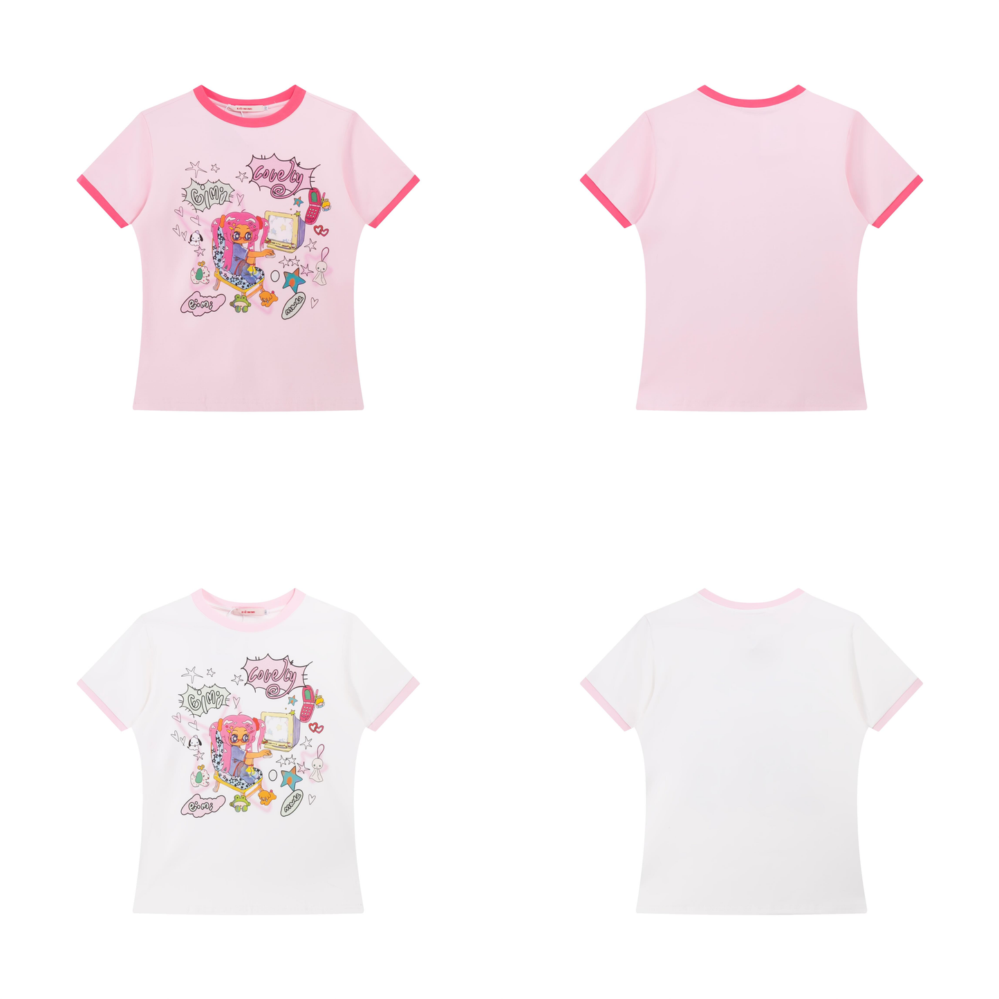 Cartoon girl print T-shirt top PA20255