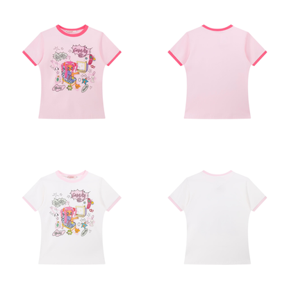 Cartoon girl print T-shirt top PA20255