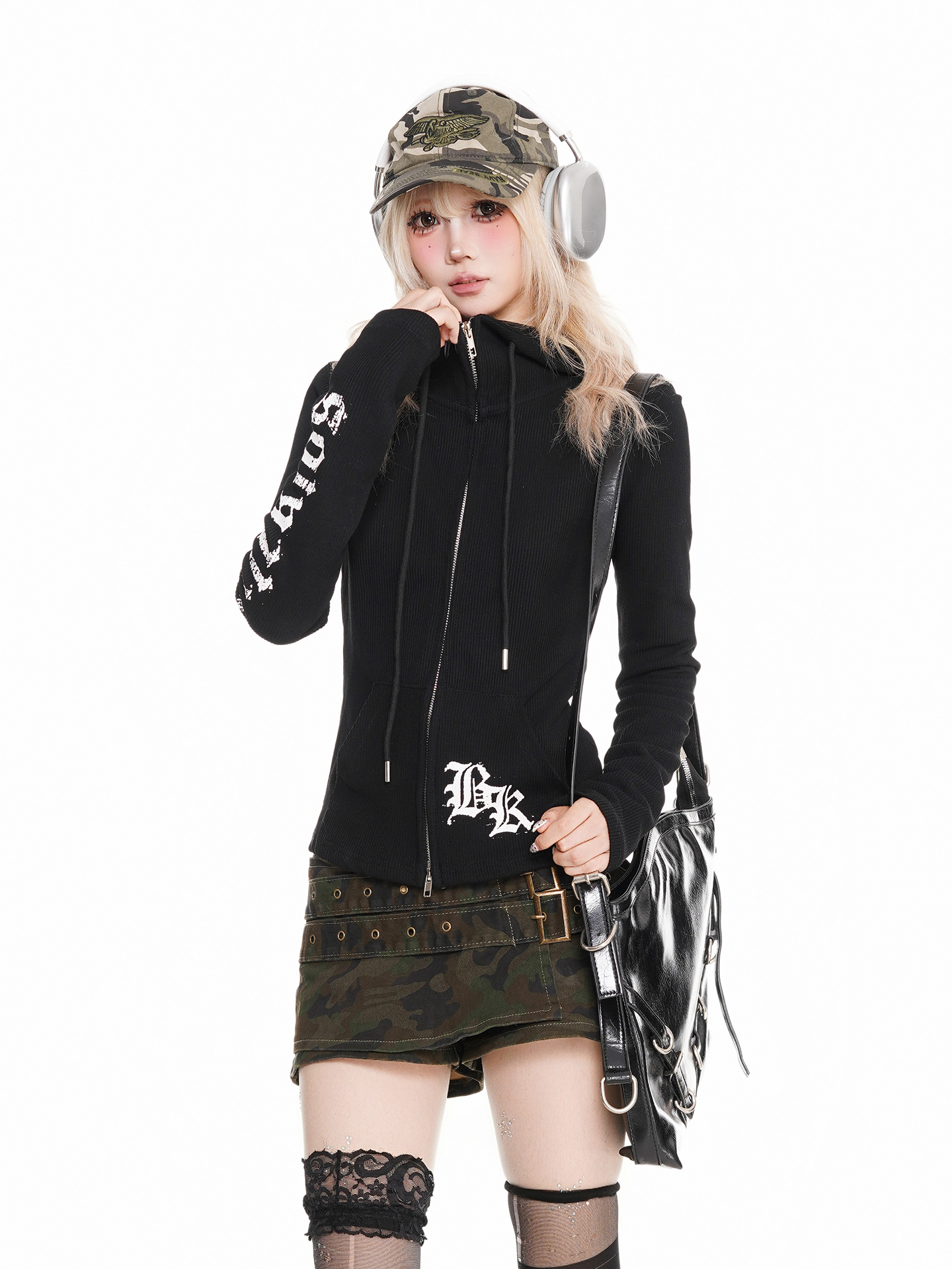 Gothic Hooded Double Zip Cardigan PA20274