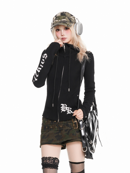 Gothic Hooded Double Zip Cardigan PA20274