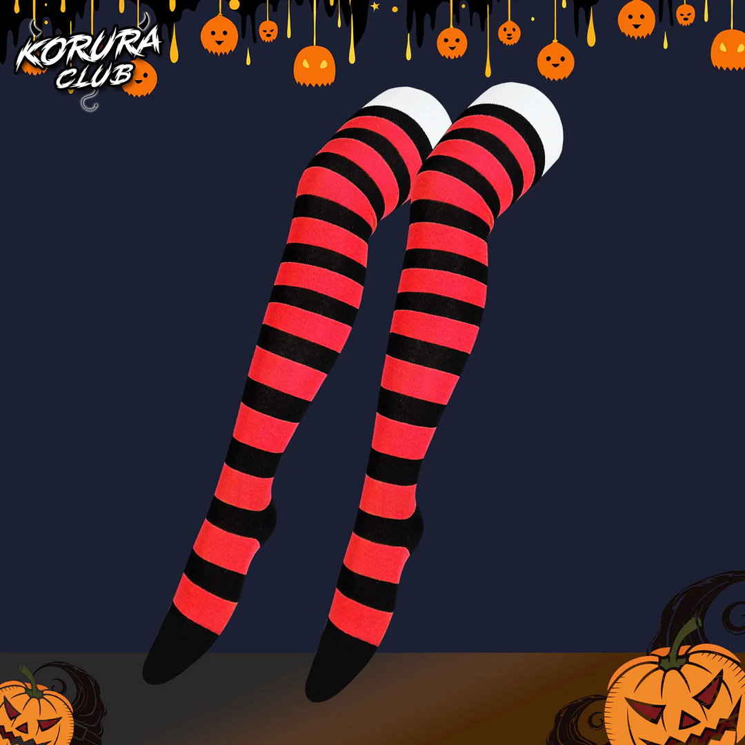 Halloween Striped Thigh-High Socks KS11