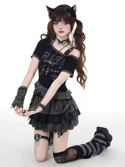 Niche short ripped slim top PA20139