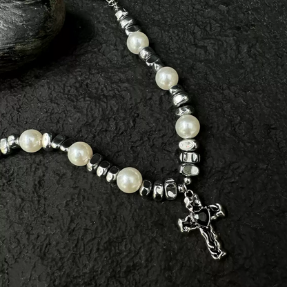 Cross Pearl Clavicle Necklace PA20149