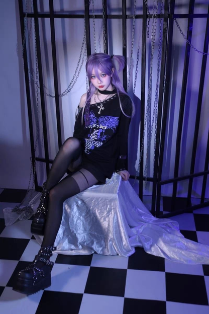 Punk y2k hot girl cross off-shoulder sweatshirt PA20244