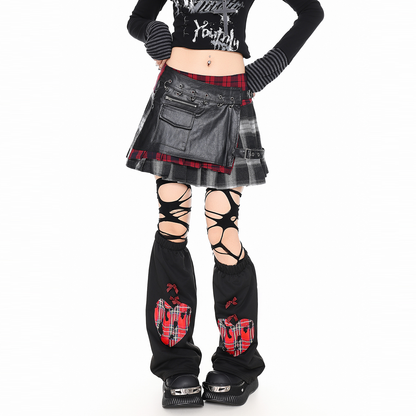 Plaid patchwork irregular skirt PA20277