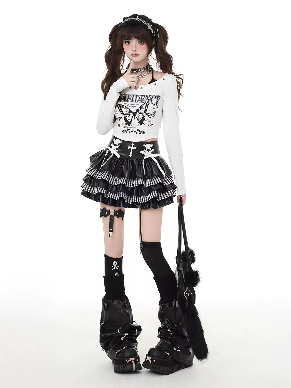 Punk cake leather skirt PA20137