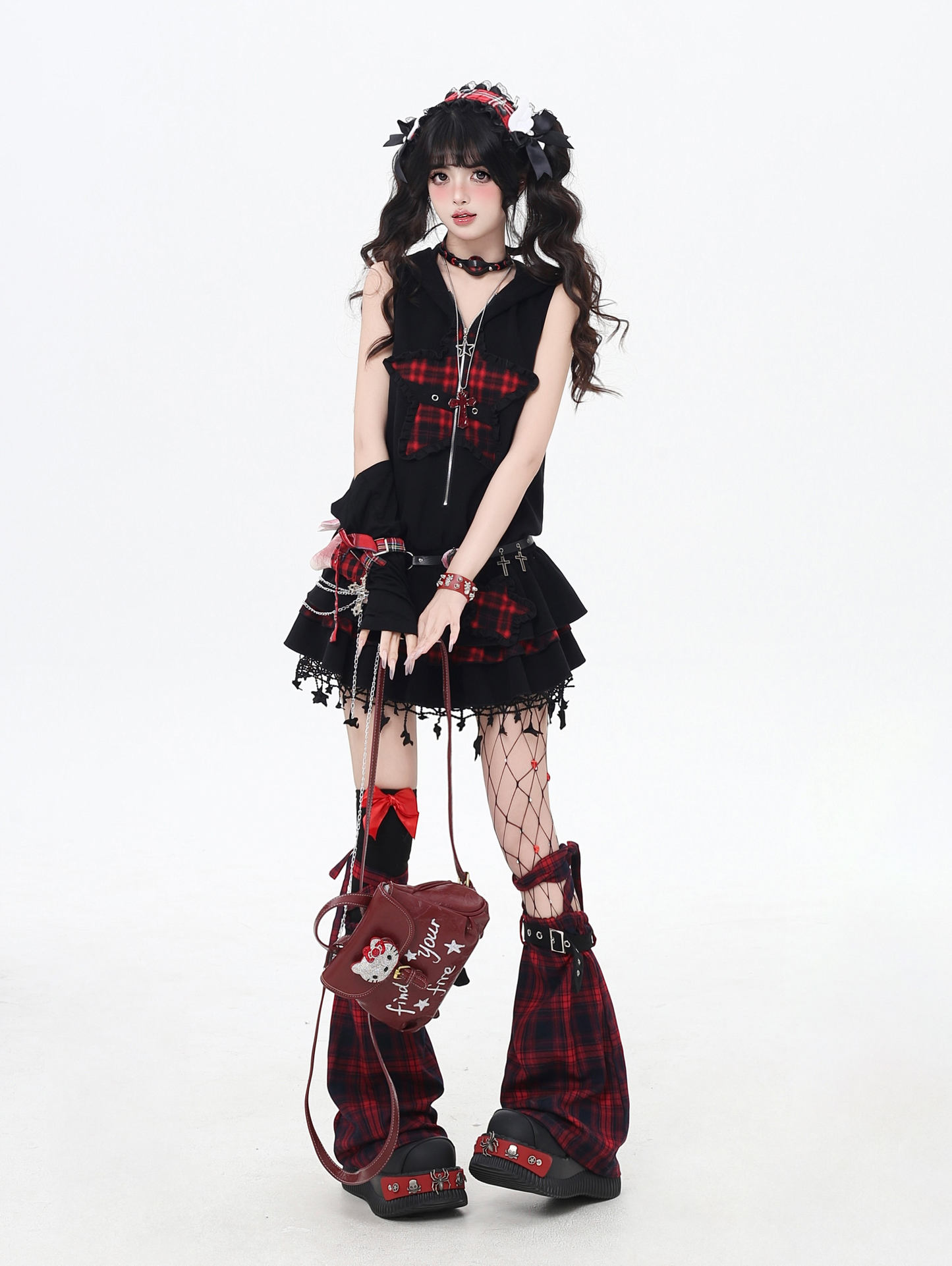 Star Check Hoodie Dress PA20143