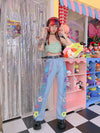 Y2K floral sweet flared trousers PL53462