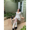 White Cutout Fishnet Socks PL53195