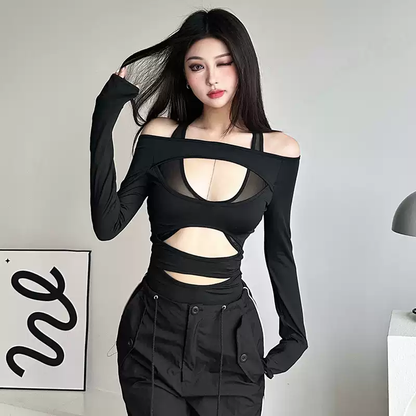 Hollow long-sleeved jumpsuit PA20335