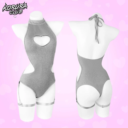 Grey Cute Heart Bodysuit MG19