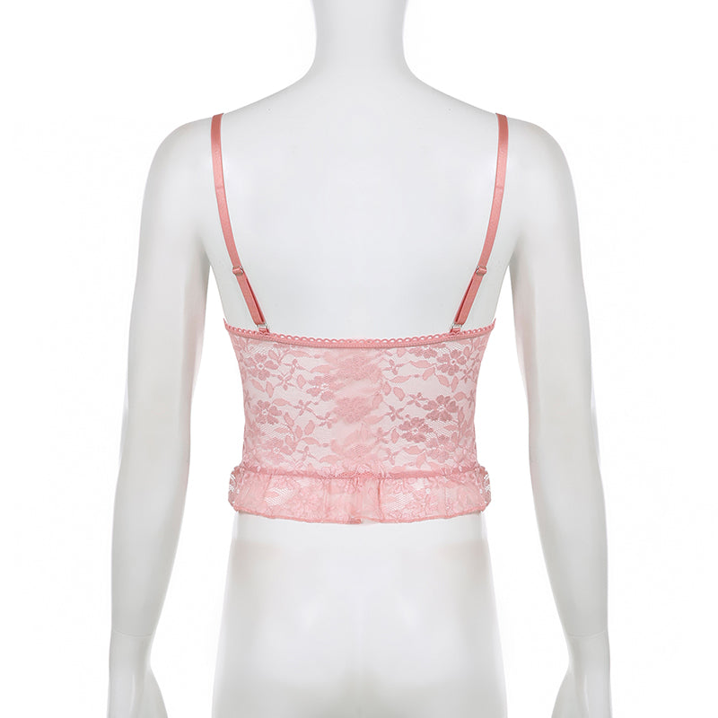 Romantic fishbone lace stitching camisole corset PL53450