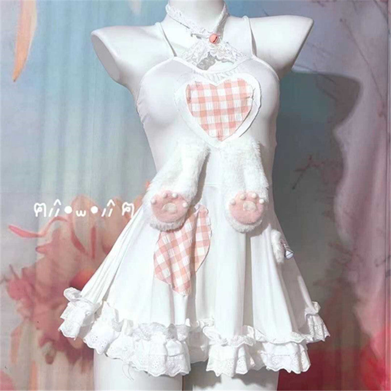 White Plush Dress PA10216