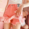 Bow Lace Trim Denim Shorts PL53734