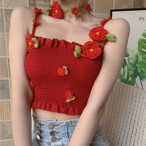 3D rose flower tank top PL53263