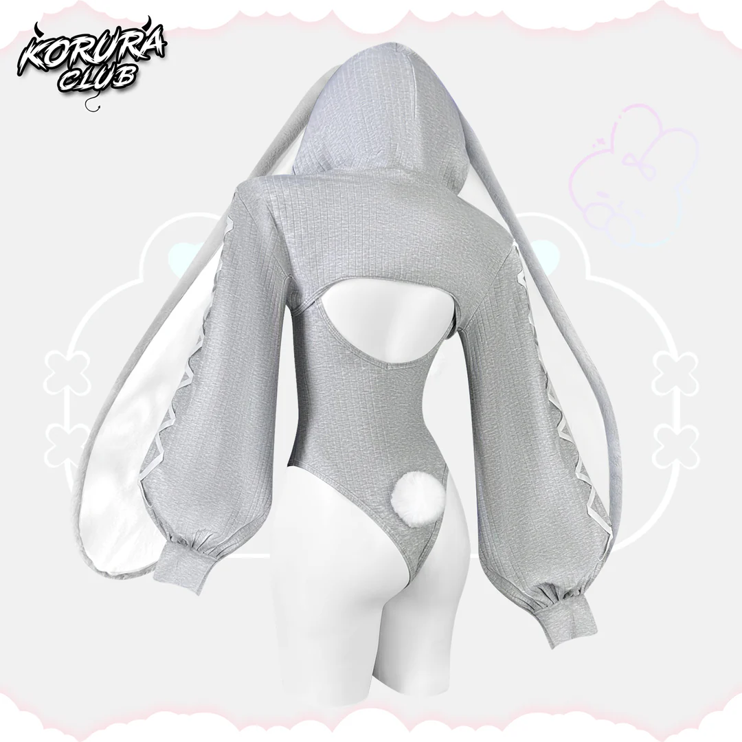 Grey Heart-Lock Floppy Bunny Jumpsuit MG22