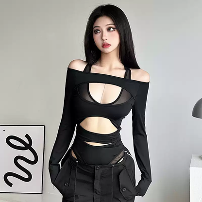 Hollow long-sleeved jumpsuit PA20335