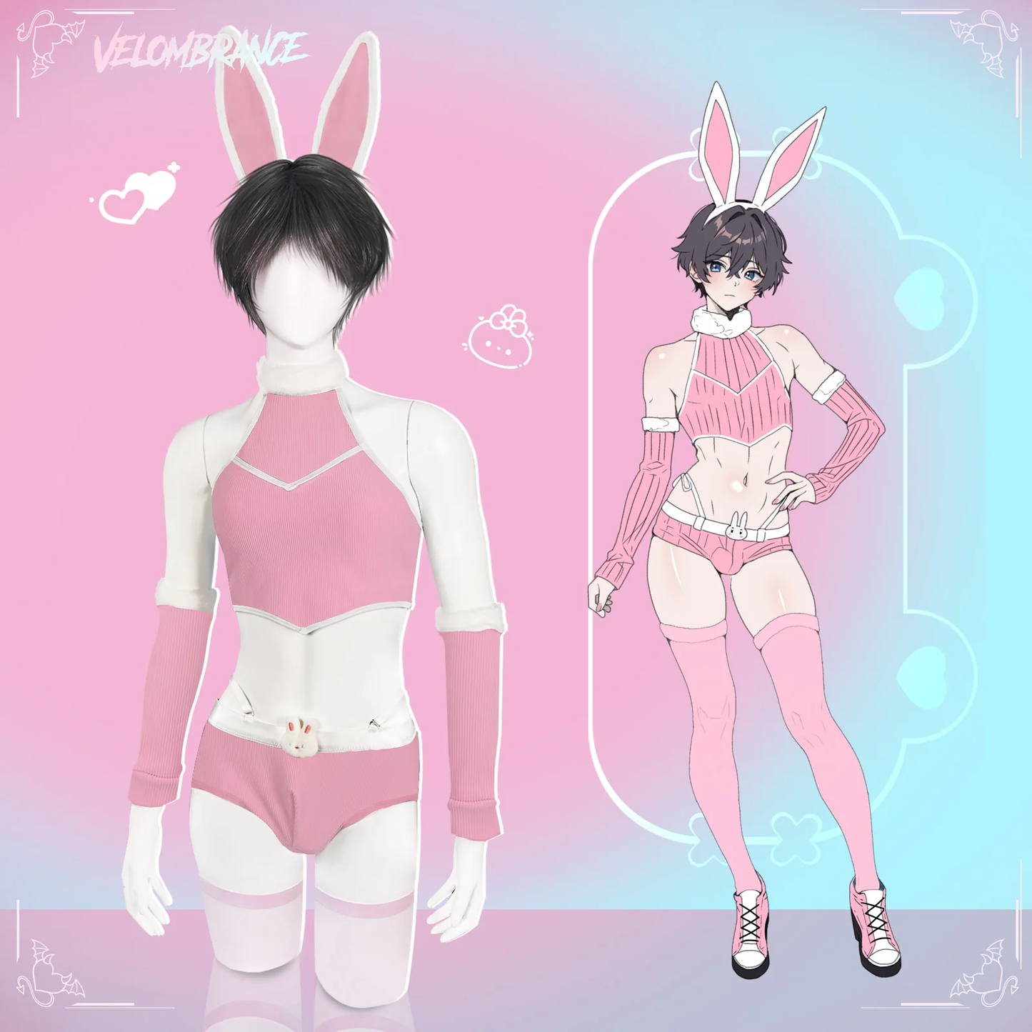 Cosplay Cute Bunny Ear Knitwear (5-Piece Set）AS06