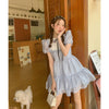 French Round Neck Puff Sleeve Babydoll Dress PL53508