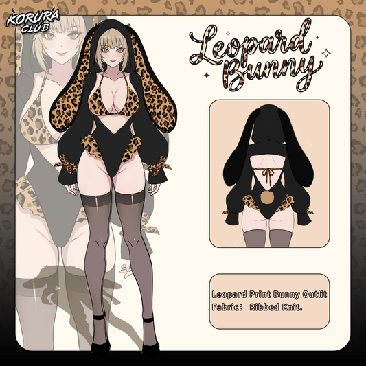 Pre-sale Leopard Print Bunny Cosplay Long-Sleeve Lingerie Set KO146
