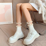 Lolita White Bow Short Cotton Socks PL53344