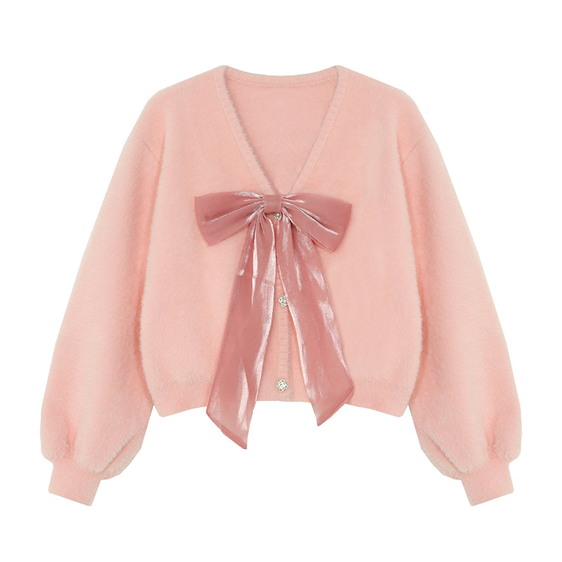 Pink Bow Short Knit Sweater PL52775