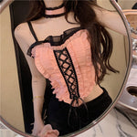 Pink + Black Lace Vest PL53040