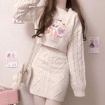 Cute Knitted two-piece sweater + skirt PL52837