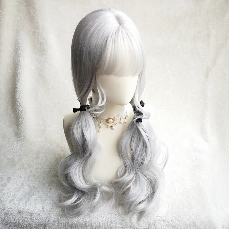 Silver long curly wig PL50703