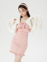 White knitted dress + coat two-piece set PL52887