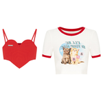 Cute cat t-shirt + heart top PL53039