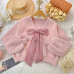 Pink Bow Short Knit Sweater PL52775