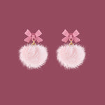 Pink Bow Pom Earrings PL52770