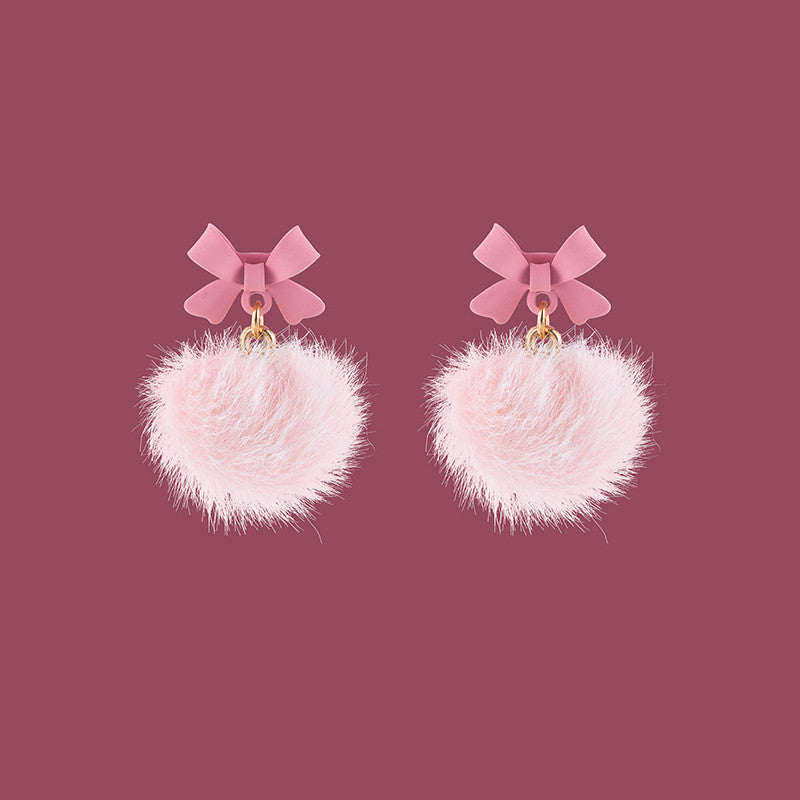 Pink Bow Pom Earrings PL52770