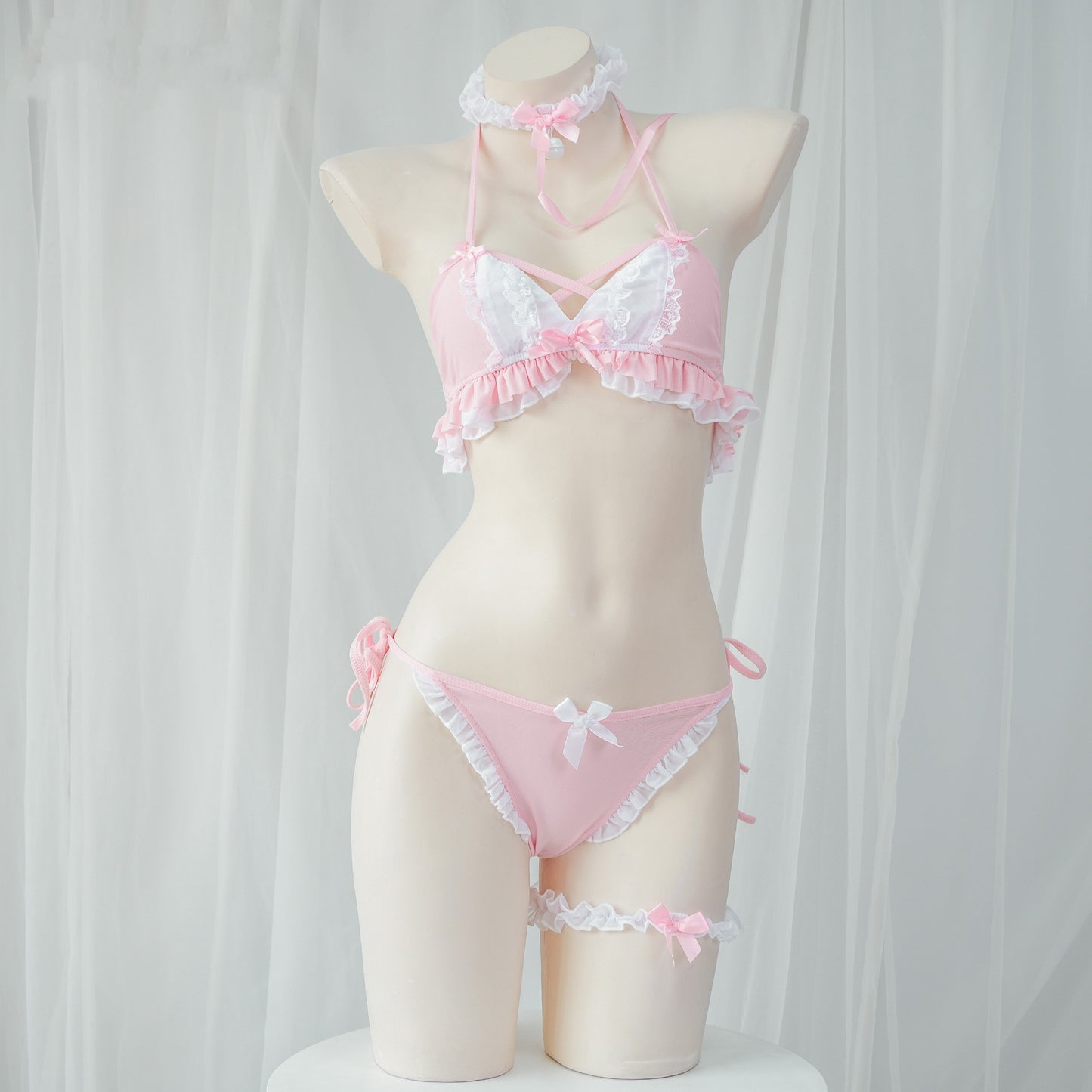 Cute Pink Lace Bikini Set PL53092