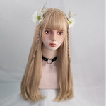 Golden long straight wig PL50600