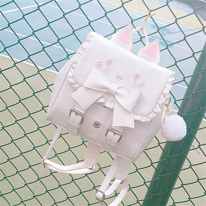 Embroidered Cat Bow Backpack PL52871