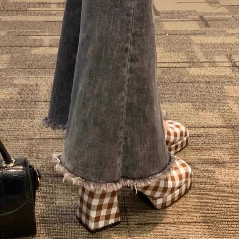 Cute Plaid High Heels PL53061