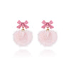 Pink Bow Pom Earrings PL52770