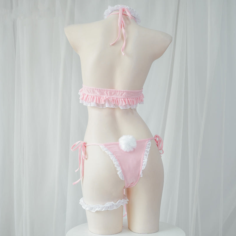 Cute Pink Lace Bikini Set PL53092